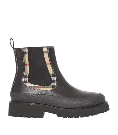 burberry chelsea boot rubber soles|Check Panel Leather Chelsea Boots in Black .